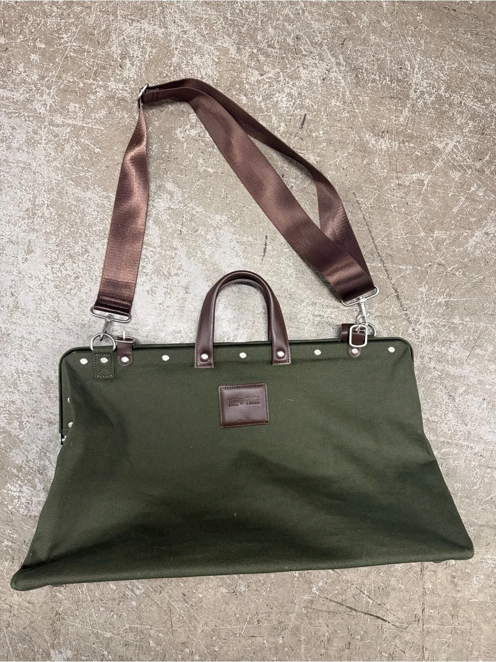 Line of Trade Olive Canvas Travel Duffel with Leather Trim